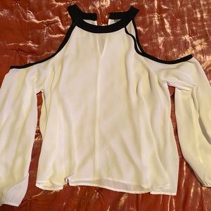 high neck off the shoulder top